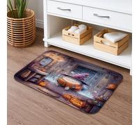 Tappetino da bagno ad asciugatura rapida, motivo zucca mago, assorbente, antiscivolo, in flanella, lavabile, per bagno, WC, decorativo, 40,6 x 61 cm
