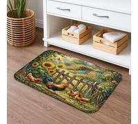 Tappetino da bagno ad asciugatura rapida, tappetino da bagno rustico con gallo e girasole, tappetino da doccia antiscivolo, motivo floreale primaverile, lavabile, per bagno, WC, decorativo, 50 x 81 cm