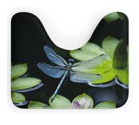 Tappetino da bagno antiscivolo a forma di U, assorbente e ad asciugatura rapida, con motivo a libellula che vola sopra il water (50,8 x 40,6 cm)