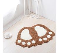 tappetino da bagno antiscivolo, ad asciugatura rapida, con bei disegni con impronte, assorbe acqua, è morbido, per camera da letto, cucina, corridoio, ingresso, cotone, caffè, grande (67 * 48 cm)