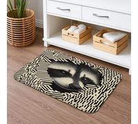 Tappetino da bagno antiscivolo con grafica procione ad asciugatura rapida, motivo astratto a righe nere e bianche, tappeto da doccia moderno in memory foam, lavabile, per bagno, WC, decorativo, 40,6 x