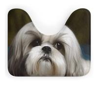 Tappetino da bagno antiscivolo con motivo a forma di Shih Tzu, ad asciugatura rapida, lavabile in lavatrice, super assorbente, a forma di U, 40x50 cm