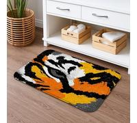 Tappetino da bagno antiscivolo con motivo a righe di tigre arancioni, ad asciugatura rapida, con stampa animalier, assorbente, elegante, in memory foam, lavabile, decorazione per il bagno, 40,6 x 61