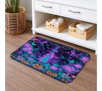 Tappetino da bagno antiscivolo con motivo a scopa di Halloween, ad asciugatura rapida, tappetino da doccia antiscivolo, in flanella decorativa, lavabile, per bagno, WC, 50 x 81 cm