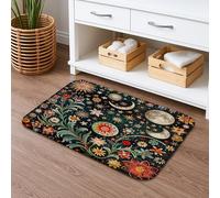 Tappetino da bagno antiscivolo con motivo floreale celestiale, ad asciugatura rapida, con fiori cosmici vivaci, tappetino da doccia in memory foam, lavabile, per bagno, WC, decorativo, 40,6 x 61 cm