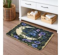 Tappetino da bagno antiscivolo con motivo luna e floreale, ad asciugatura rapida, elegante motivo floreale viola, tappetino da doccia antiscivolo in memory foam, lavabile, 50 x 81 cm