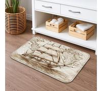 Tappetino da bagno antiscivolo con motivo nautico vintage, ad asciugatura rapida, design con mappa antica, tappetino da doccia classico, in memory foam, lavabile, per bagno, decorativo, 50 x 81 cm