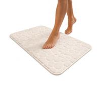 Avilia Tappetino da Bagno Antiscivolo Confortevole e Sicuro - Imbottitura in Schiuma Memory, Design Ghiaia, in Poliestere, Beige, 50x80 cm