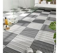 Tappetino da bagno antiscivolo, drenaggio, per doccia, colore personalizzato, ad incastro, per uso domestico e commerciale, sicuro per la famiglia (grigio e bianco, 20)