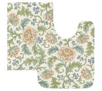 Tappetino da bagno antiscivolo Retro Orange Rose William Morris Pattern