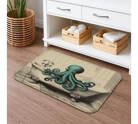 Tappetino da bagno artistico vintage, ad asciugatura rapida, motivo polipo, assorbente, antiscivolo, decorativo, in memory foam, lavabile, per bagno, WC, 40,6 x 61 cm