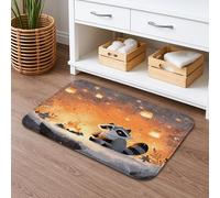 Tappetino da bagno autunnale ad asciugatura rapida, motivo con animali della foresta carino, assorbente, antiscivolo, in flanella, lavabile, per bagno, WC, 50 x 81 cm