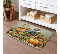 Tappetino da bagno autunnale ad asciugatura rapida, motivo topolino e foglia di zucca, tappetino da doccia assorbente, antiscivolo, in flanella, lavabile, tappeto da bagno decorativo per il bagno, 50