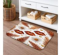 Tappetino da bagno autunnale con motivo floreale baciato ad asciugatura rapida, decorazione rustica con felci e labbra, assorbente, antiscivolo, in memory foam, lavabile, per bagno, WC, decorativo