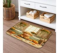 Tappetino da bagno autunnale con mucca, simpatico cartone animato con animali della fattoria, antiscivolo, decorazione autunnale, tappetino da doccia in memory foam assorbente per bagno, 50 x 81 cm