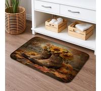 Tappetino da bagno autunnale floreale ad asciugatura rapida, tappetino da bagno rustico con girasole da cowboy, assorbente, antiscivolo, in memory foam, lavabile, per bagno, WC, decorativo, 50 x 81 cm