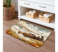 Tappetino da bagno autunnale vintage, design classico locomotiva, tappetino da doccia decorativo autunnale, antiscivolo, in morbida memory foam, lavabile, per bagno, WC, 40,6 x 61 cm