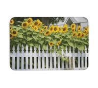 Tappetino da bagno bianco con girasoli staccionata diatomea assorbe l'umidità e lo sporco, zerbino con retro in gomma antiscivolo, adatto sotto la porta, per pavimento del bagno, vasca, doccia