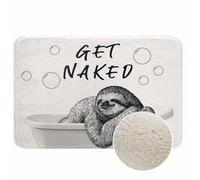 Tappetino da bagno bianco e nero con bradipo per il bagno Get Naked Bradipo sdraiato nella vasca da bagno, lavabile in lavatrice, tappeto da bagno, decorazione per la stanza, tappetino per doccia, 40