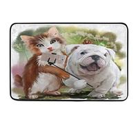 Tappetino da Bagno Cat Dog Pose Selfie Dog Puppy Tappeti Decorativa Tappeto Ingresso Antiscivolo Zerbino da Interni per Ufficio Terrazzo Giardino 40X60 CM