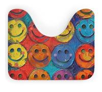 Tappetino da bagno colorato a forma di U con faccina sorridente, ultra morbido, super assorbente, con retro antiscivolo, lavabile ad asciugatura rapida, tappetino da bagno per base ovale per WC