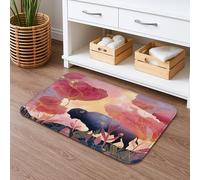 Tappetino da bagno colorato con arte floreale, motivo astratto di bufalo natura, tappeto da doccia antiscivolo assorbente, tappetino da bagno per la decorazione della casa primaverile 50 x 81 cm