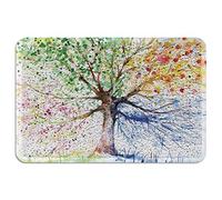 Tappetino da Bagno Colorful Tree Art Print Four Seasons Zerbini Resistente Sporco Zerbino da Interni Impermeabile Tappeto Ingresso per Ufficio Balcone Camera 40X60 CM
