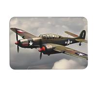 Tappetino da bagno con aeroplano della Seconda Guerra Mondiale, assorbe umidità e sporco, con retro in gomma antiscivolo, adatto sotto la porta, per pavimento del bagno, vasca, doccia, lavandino