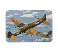 Tappetino da bagno con aeroplano della Seconda Guerra Mondiale, assorbe umidità e sporco, con retro in gomma antiscivolo, adatto sotto la porta, per pavimento del bagno, vasca, doccia, lavandino