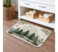 Tappetino da bagno con albero di Natale, ad asciugatura rapida, motivo bosco rustico, assorbente, antiscivolo, tappetino da doccia, in flanella, lavabile, per decorare il bagno e la toilette, 50 x 81