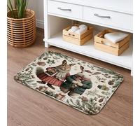 Tappetino da bagno con animali di Natale, ad asciugatura rapida, motivo creature della foresta vintage, assorbente, antiscivolo, tappetino da doccia invernale, rustico, in flanella, lavabile