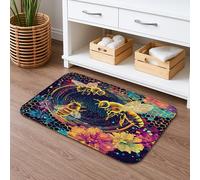 Tappetino da bagno con api floreali vibranti ad asciugatura rapida, tappeto da doccia colorato, impollinatore, assorbente, antiscivolo, decorativo, in memory foam, lavabile, per bagno, WC, 50 x 81 cm