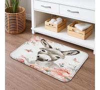 Tappetino da bagno con asino floreale, ad asciugatura rapida, con design a forma di animale, assorbente, antiscivolo, in memory foam, lavabile, per bagno, WC, decorativo, 50 x 81 cm