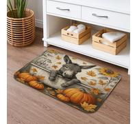 Tappetino da bagno con asino, stile vintage, con foglie di zucca, antiscivolo, antiscivolo, in memory foam, lavabile, per bagno, WC, 50 x 81 cm