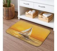 Tappetino da bagno con barca a vela ad asciugatura rapida, tappetino da doccia assorbente, motivo acquerello tramonto, antiscivolo, in memory foam, lavabile, per bagno, WC, decorativo, 40,6 x 61 cm