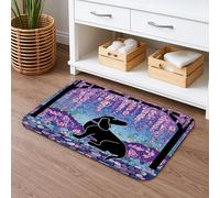 Tappetino da bagno con bassotto, design floreale con glicine colorato, antiscivolo, tappetino da doccia in memory foam decorativo primaverile, lavabile, 50 x 81 cm