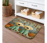 Tappetino da bagno con cane con zucche autunnali, design con cuccioli di labrador, accogliente, autunnale, lavabile, antiscivolo, per bagno, decorazione per la casa, 50 x 81 cm