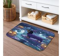 Tappetino da bagno con cane di Halloween, ad asciugatura rapida, motivo: bassotto spettrale, assorbente, antiscivolo, in flanella, lavabile, decorazione per il bagno, 40,6 x 61 cm