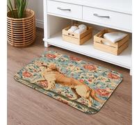 Tappetino da bagno con cane floreale vintage, design shabby chic con animali in fiore, assorbente, antiscivolo, tappetino da doccia in memory foam a tema estivo, tappetino da bagno lavabile per la