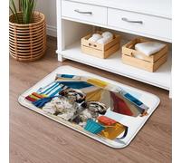 Tappetino da bagno con cani da spiaggia, colorato Shih Tzu Summer Vibe, antiscivolo, decorazione divertente per bagno, WC, materiale assorbente ad asciugatura rapida, 50 x 81 cm