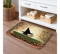 Tappetino da bagno con cappello da strega floreale, ad asciugatura rapida, con fiori autunnali vintage, assorbente, antiscivolo, in memory foam, lavabile, per bagno, WC, decorativo, 40,6 x 61 cm