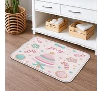 Tappetino da bagno con caramelle natalizie, ad asciugatura rapida, motivo pesche Sweet Treats, assorbente, antiscivolo, in flanella, lavabile, per bagno, WC, 40,6 x 61 cm