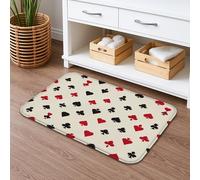 Tappetino da bagno con carte da gioco ad asciugatura rapida, motivo cuori rossi e neri, assorbente, antiscivolo, in flanella, lavabile, per bagno, decorativo, 40,6 x 61 cm