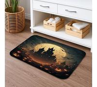Tappetino da bagno con castello di Halloween, ad asciugatura rapida, tappetino da doccia antiscivolo, in flanella medievale, lavabile, per bagno, decorativo, 40,6 x 61 cm