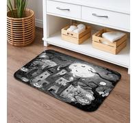 Tappetino da bagno con castello di Halloween, ad asciugatura rapida, tappetino da doccia assorbente, antiscivolo, in flanella, stile medievale, lavabile, decorazione per il bagno, 40,6 x 61 cm