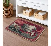 Tappetino da bagno con cavaliere gotico, ad asciugatura rapida, con teschio rosso scuro, assorbente, antiscivolo, in flanella, lavabile, tappeto da bagno decorativo per il bagno, 40,6 x 61 cm