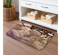 Tappetino da bagno con cavallo magico floreale, ad asciugatura rapida, motivo vintage con fiori di pesco assorbente, antiscivolo, in flanella primaverile, lavabile, decorazione per bagno e WC, 50 x 81