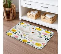 Tappetino da bagno con cigni e fiori gialli, assorbente e antiscivolo, lavabile in primavera, per bagno, decorativo, 40,6 x 61 cm