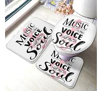 Tappetino da bagno con citazione ispiratrice Set di 3 pezzi Music is The Voice of The Soul Word Note Tappetino da bagno a pois Tappetino grande Coprisedile copriwater Tappetino antiscivolo Tappetino