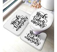 Tappetino da bagno con citazione motivazionale Set di 3 pezzi Make Today Amazing Tappetino da bagno con parole positive Tappeto grande Coprisedile copriwater Tappetino antiscivolo Tappetino antisciv